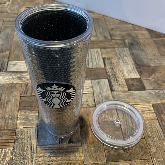 Starbucks 24 Oz Holiday 2017 Silver Sequins Cold Tumbler - Picture 9 of 9